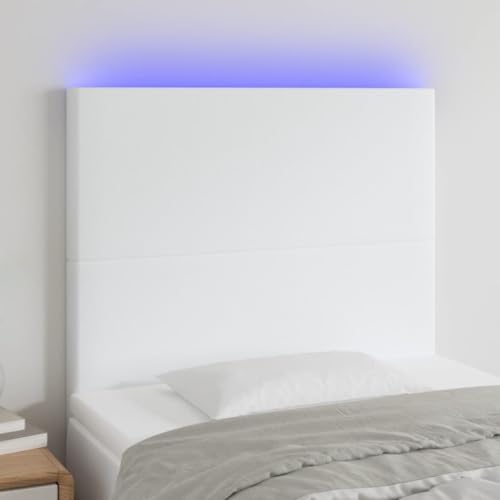 Qnhdfrt LED Kopfteil Bett 90x118/128 cm Weiß Kunstleder Höhenverstellbarer Rückenlehne mit Farbwechsel LEDs Modernes Design für Schlafzimmer Qnhdfrt LED Kopfteil Bett 90x118/128 cm Weiß Kunstleder Höhenverstellbarer Rückenlehne mit Farbwechsel LEDs Modernes Design für Schlafzimmer von Qnhdfrt