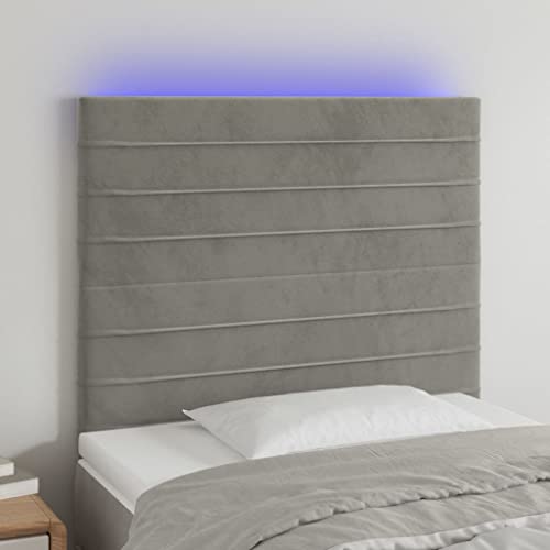 Qnhdfrt LED Kopfteil Bett 90x5x118/128 cm in Hellgrau Samt Höhenverstellbar mit Bunt LEDs Zuschneidbar für Schlafzimmer Wohnzimmer Qnhdfrt LED Kopfteil Bett 90x5x118/128 cm in Hellgrau Samt Höhenverstellbar mit Bunt LEDs Zuschneidbar für Schlafzimmer Wohnzimmer von Qnhdfrt