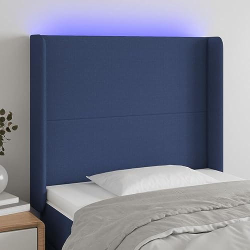 Qnhdfrt LED Kopfteil Bett 93x16x118/128 cm Blau Stoff atmungsaktiv höhenverstellbar mit USB LED Streifen für Schlafzimmer Jugendzimmer Qnhdfrt LED Kopfteil Bett 93x16x118/128 cm Blau Stoff atmungsaktiv höhenverstellbar mit USB LED Streifen für Schlafzimmer Jugendzimmer von Qnhdfrt