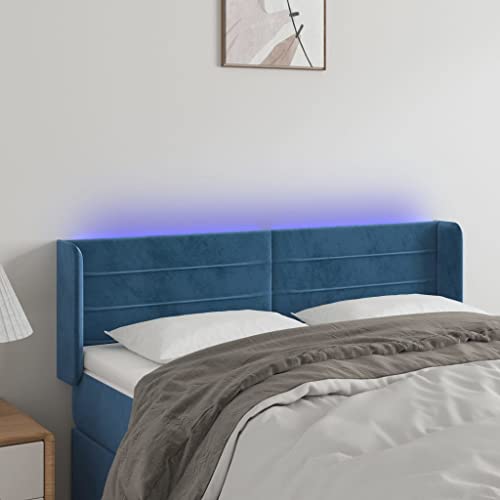 Qnhdfrt LED Kopfteil Bett Dunkelblau 147x16x78/88 cm aus Samt mit bunten LED & höhenverstellbarer Rückenlehne für Schlafzimmer und Jugendzimmer Qnhdfrt LED Kopfteil Bett Dunkelblau 147x16x78/88 cm aus Samt mit bunten LED & höhenverstellbarer Rückenlehne für Schlafzimmer und Jugendzimmer von Qnhdfrt