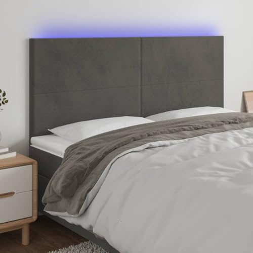Qnhdfrt LED Kopfteil Bett Dunkelgrau 180 cm Samt Höhenverstellbar Bunte LEDs Bequeme Rückenlehne für Schlafzimmer und Gästezimmer von Qnhdfrt
