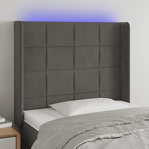 Qnhdfrt LED Kopfteil Bett Dunkelgrau 93x16x118/128 cm Samt Höhenverstellbar Bunter Lichtstreifen Modernes Design Bequeme Rückenlehne für Schlafzimmer und Jugendzimmer Qnhdfrt LED Kopfteil Bett Dunkelgrau 93x16x118/128 cm Samt Höhenverstellbar Bunter Lichtstreifen Modernes Design Bequeme Rückenlehne für Schlafzimmer und Jugendzimmer von Qnhdfrt