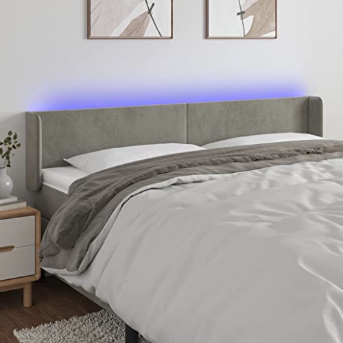 Qnhdfrt LED Kopfteil Bett Hellgrau 163x16x78/88 cm Samt Höhenverstellbar Bunte LEDs Zuschneidbarer Streifen Bequeme Rückenlehne Modernes Design für Schlafzimmer Qnhdfrt LED Kopfteil Bett Hellgrau 163x16x78/88 cm Samt Höhenverstellbar Bunte LEDs Zuschneidbarer Streifen Bequeme Rückenlehne Modernes Design für Schlafzimmer von Qnhdfrt