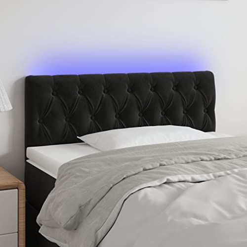Qnhdfrt LED Kopfteil Bett Schwarz 100x7x78/88 cm Samt mit Farbwechsel LED Strip Höhenverstellbar Bequeme Rückenlehne für Schlafzimmer Modernes Design von Qnhdfrt