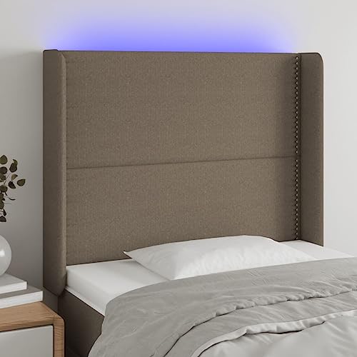 Qnhdfrt LED Kopfteil Bett Taupe 103x118 cm Höhenverstellbarer Headboard mit Bunter Beleuchtung aus Strapazierfähigem Stoff Modernes Bettkopfteil für Schlafzimmer und Jugendzimmer von Qnhdfrt