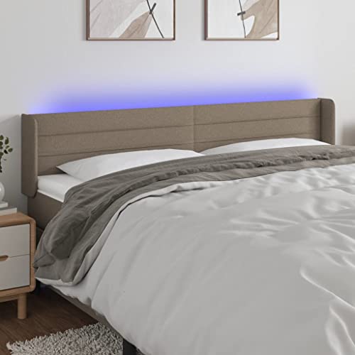 Qnhdfrt LED Kopfteil Bett Taupe 183x16x(78-88) cm mit Einstellbarer Höhe und farbigen LEDs aus robustem Stoff atmungsaktiv für Schlafzimmer und Lofts von Qnhdfrt