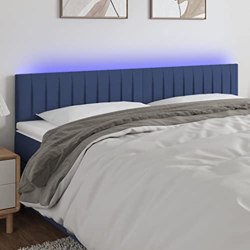 Qnhdfrt LED Kopfteil Bett in Blau 200x78/88 cm Höhenverstellbar Modernes Design aus Strapazierfähigem Stoff mit Farbenfroher Beleuchtung für Schlafzimmer und Gästezimmer Qnhdfrt LED Kopfteil Bett in Blau 200x78/88 cm Höhenverstellbar Modernes Design aus Strapazierfähigem Stoff mit Farbenfroher Beleuchtung für Schlafzimmer und Gästezimmer von Qnhdfrt