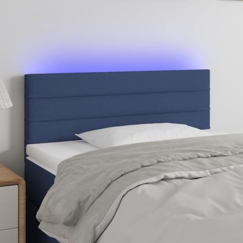 Qnhdfrt LED Kopfteil Blau 100x5x88 cm, atmungsaktives Stoffbett Headboard mit höhenverstellbarem Holzrahmen, Bunte 5V LED Rückenlehne, zuschneidbarer Leuchtstreifen für Schlafzimmer Jugendzimmer von Qnhdfrt