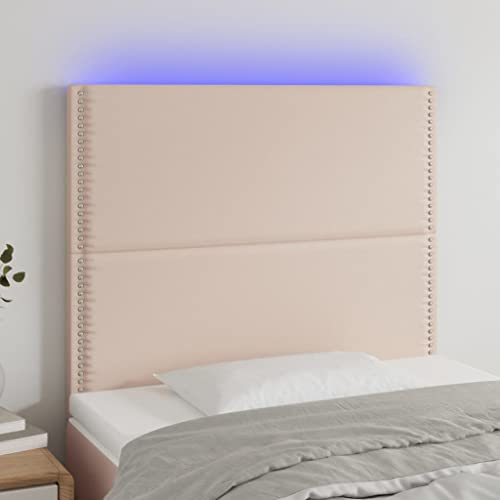 Qnhdfrt LED Kopfteil Cappuccino-Braun 100x5x118/128 cm Kunstleder Höhenverstellbar Bunte LEDs Modernes Design & Langlebigkeit für Schlafzimmer und Gästezimmer von Qnhdfrt