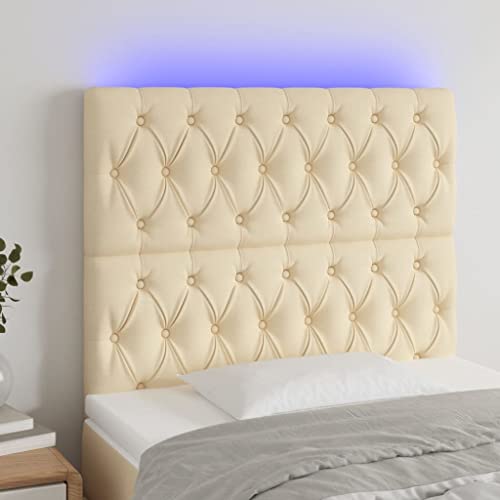 Qnhdfrt LED Kopfteil Creme 100x7x118/128 cm Stoff Modernes Bett Kopfteil mit Farbwechsel LEDs Höhenverstellbar & Zuschneidbar für Schlafzimmer Doppelbett und Gästezimmer Qnhdfrt LED Kopfteil Creme 100x7x118/128 cm Stoff Modernes Bett Kopfteil mit Farbwechsel LEDs Höhenverstellbar & Zuschneidbar für Schlafzimmer Doppelbett und Gästezimmer von Qnhdfrt
