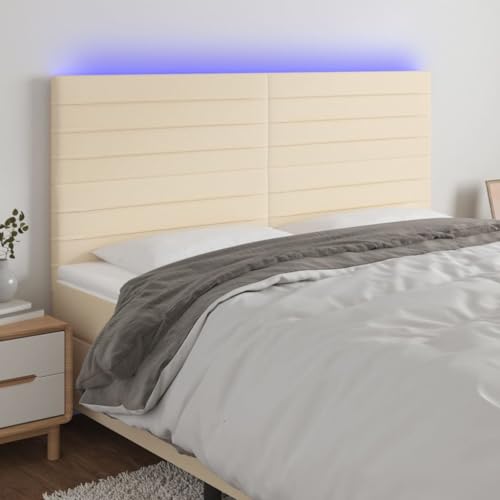 Qnhdfrt LED Kopfteil Creme 160x118 cm Höhenverstellbar Modernes Bettkopfteil mit Farbwechsel LED Robustes Stoff & Holz Schlafzimmer Rückenlehne für Bettgestell Qnhdfrt LED Kopfteil Creme 160x118 cm Höhenverstellbar Modernes Bettkopfteil mit Farbwechsel LED Robustes Stoff & Holz Schlafzimmer Rückenlehne für Bettgestell von Qnhdfrt