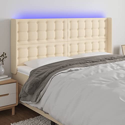 Qnhdfrt LED Kopfteil Creme 203x16x118/128 cm aus strapazierfähigem Stoff und massiver Lärche mit farbigen LED Beleuchtung und höhenverstellbarer Funktion Modernes Design für Schlafzimmer Qnhdfrt LED Kopfteil Creme 203x16x118/128 cm aus strapazierfähigem Stoff und massiver Lärche mit farbigen LED Beleuchtung und höhenverstellbarer Funktion Modernes Design für Schlafzimmer von Qnhdfrt