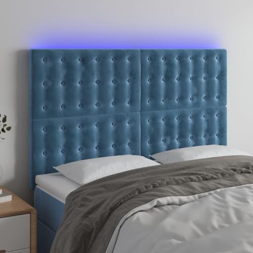Qnhdfrt LED Kopfteil Dunkelblau 144 x 5 cm mit Höhenverstellbarer Samt Headboard for Bed, USB RGB Beleuchtung & Robuster Holzrahmen, Modernes Wandpolster für Schlafzimmer Qnhdfrt LED Kopfteil Dunkelblau 144 x 5 cm mit Höhenverstellbarer Samt Headboard for Bed, USB RGB Beleuchtung & Robuster Holzrahmen, Modernes Wandpolster für Schlafzimmer von Qnhdfrt