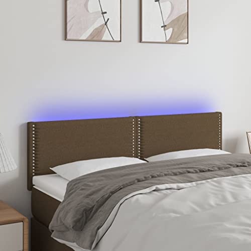 Qnhdfrt LED Kopfteil Dunkelbraun 144x78/88 cm Höhenverstellbar Stoff Rückenlehne mit bunten LEDs Modernes Bett Kopfteil mit Schaumstoff für Schlafzimmer und Wohnzimmer von Qnhdfrt