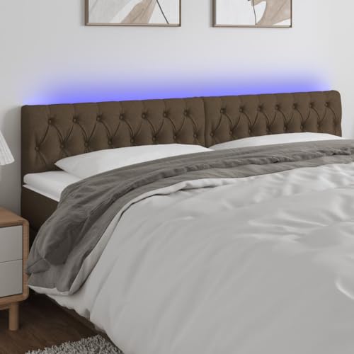Qnhdfrt LED Kopfteil Dunkelbraun 180 cm Bettkopfteil mit höhenverstellbarem Holzrahmen Bunte LEDs zum Zuschneiden atmungsaktives Wandpolster für Schlafzimmer und Gästezimmer von Qnhdfrt