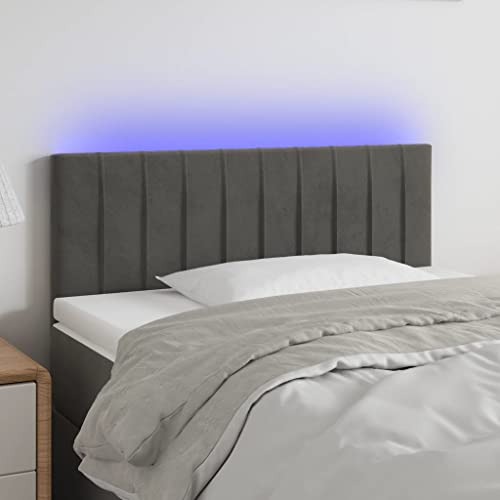 Qnhdfrt LED Kopfteil Dunkelgrau 100x5x78/88 cm aus Samt mit farbenfrohen LEDs höhenverstellbarer Bettkopfteil Rückenlehne für modernes Schlafzimmer von Qnhdfrt