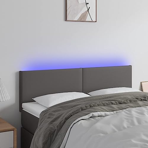 Qnhdfrt LED Kopfteil Grau 144x5x78/88 cm Kunstleder mit Farbenfrohen LEDs Höhenverstellbar Bequeme Rückenlehne Modernes Design Pflegeleicht für Schlafzimmer Qnhdfrt LED Kopfteil Grau 144x5x78/88 cm Kunstleder mit Farbenfrohen LEDs Höhenverstellbar Bequeme Rückenlehne Modernes Design Pflegeleicht für Schlafzimmer von Qnhdfrt