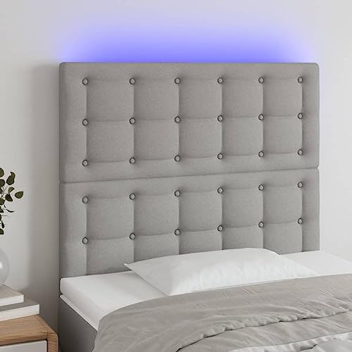 Qnhdfrt LED Kopfteil Hellgrau 100x5x118/128 cm Stoff Modernes Bettkopfteil mit farbigen LEDs flexibel zuschneidbarer Leiste und höhenverstellbarer Rückenlehne für Schlafzimmer und Gästezimmer von Qnhdfrt