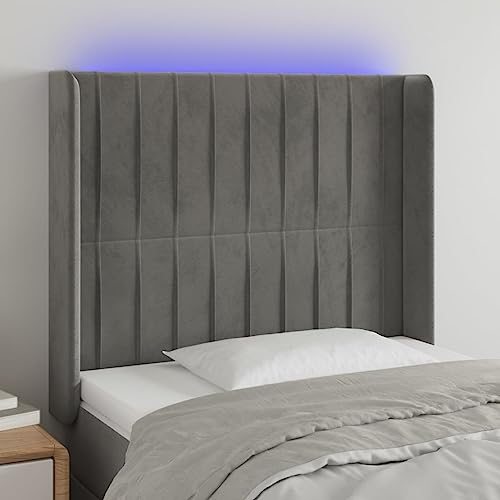 Qnhdfrt LED Kopfteil Hellgrau 103x118 cm Samtkopfteil mit höhenverstellbarem Holzrahmen und bunten LEDs für gemütliche Rückenlehne im Schlafzimmer Qnhdfrt LED Kopfteil Hellgrau 103x118 cm Samtkopfteil mit höhenverstellbarem Holzrahmen und bunten LEDs für gemütliche Rückenlehne im Schlafzimmer von Qnhdfrt