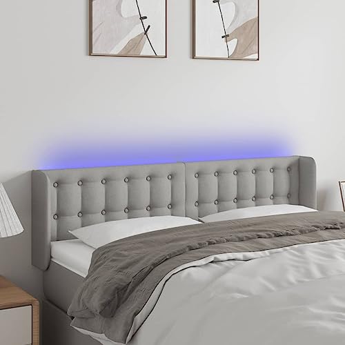 Qnhdfrt LED Kopfteil Hellgrau 147x16x78/88 cm aus atmungsaktivem Stoff Langlebiges Bettkopfteil mit Farbwechsel LEDs Höhenverstellbares Wandpolster für Schlafzimmer und Jugendzimmer von Qnhdfrt