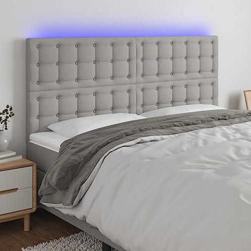 Qnhdfrt LED Kopfteil Hellgrau 160x5x118/128 cm Modernes Bett Kopfteil mit bunten LEDs Höhenverstellbar und Zuschneidbarer Streifen für Schlafzimmer und Jugendzimmer von Qnhdfrt