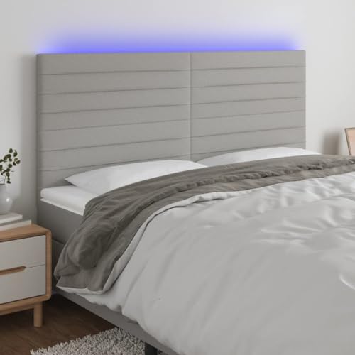 Qnhdfrt LED Kopfteil Hellgrau 180x118 cm Höhenverstellbar Stoff Optik Bunte LEDs als rückenlehne Bett Modernes Design für Schlafzimmer Wohnzimmer Qnhdfrt LED Kopfteil Hellgrau 180x118 cm Höhenverstellbar Stoff Optik Bunte LEDs als rückenlehne Bett Modernes Design für Schlafzimmer Wohnzimmer von Qnhdfrt