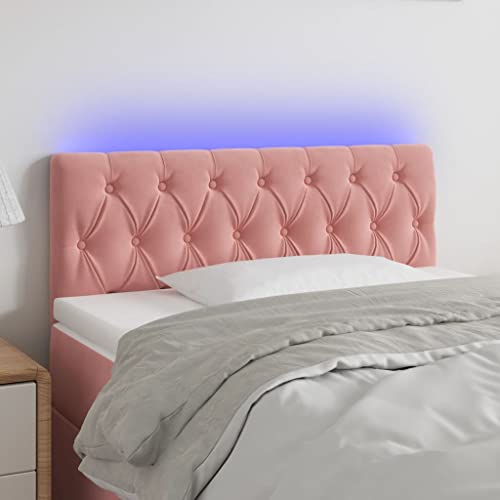 Qnhdfrt LED Kopfteil Rosa 100x78 cm Höhenverstellbares Samt Bett Kopfteil mit bunten LEDs und Zuschneidbarer Leiste Modernes Design für Schlafzimmer Jugendzimmer von Qnhdfrt