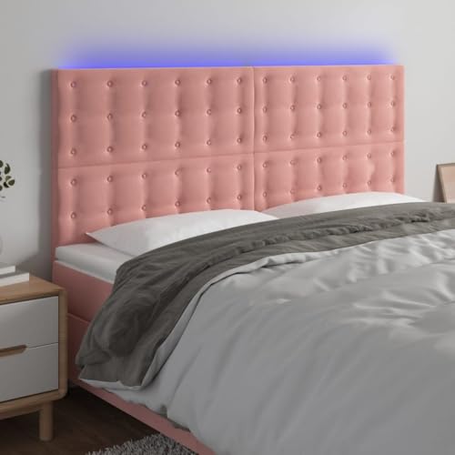 Qnhdfrt LED Kopfteil Rosa 200x5x118/128 cm aus Samt und Holz mit höhenverstellbarem Design und bunter LED Beleuchtung für modernes Schlaf- und Wohnzimmer Qnhdfrt LED Kopfteil Rosa 200x5x118/128 cm aus Samt und Holz mit höhenverstellbarem Design und bunter LED Beleuchtung für modernes Schlaf- und Wohnzimmer von Qnhdfrt