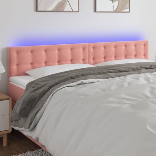 Qnhdfrt LED Kopfteil Rosa 200x5x78/88 cm Samt mit Farbwechsel LED Beleuchtung Höhenverstellbar Weiches Wandpolster Kopfenden für Schlafzimmer von Qnhdfrt