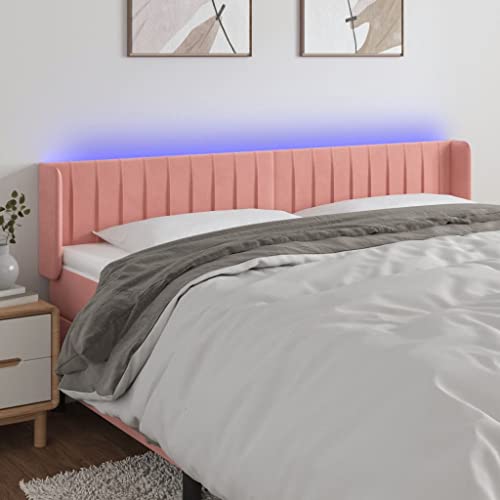 Qnhdfrt LED Kopfteil Rosa 203x16x78/88 cm Samt mit Buntem Beleuchtungsstreifen Höhenverstellbar Bequeme Rückenlehne Modernes Design für Schlafzimmer Jugendzimmer Gästezimmer von Qnhdfrt
