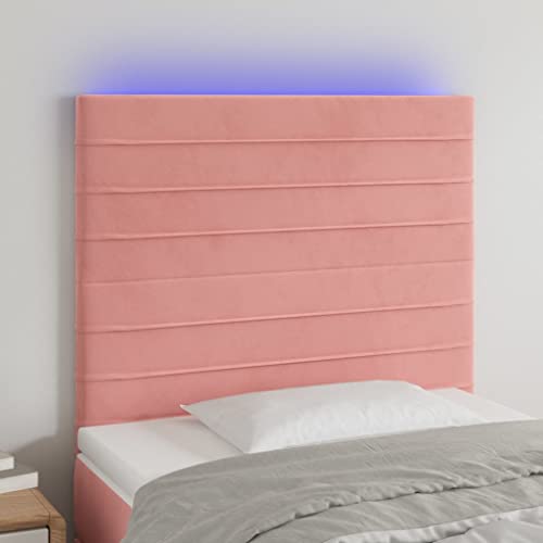 Qnhdfrt LED Kopfteil Rosa 80x118 cm Samt Höhenverstellbar mit bunten LEDs Modernes Design für Schlafzimmer und Gästezimmer von Qnhdfrt