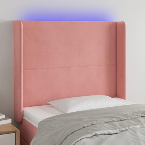 Qnhdfrt LED Kopfteil Rosa 83x118/128 cm Höhenverstellbares Bett Kopfteil aus Samt mit RGB Beleuchtung Modernes Design Bequeme Rückenlehne für Schlafzimmer von Qnhdfrt