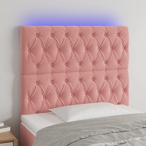 Qnhdfrt LED Kopfteil Rosa 90x7x118/128 cm Samt Höhenverstellbarer Bettkopf mit Buntem LED Streifen Modernes Wandpolster für Schlafzimmer von Qnhdfrt