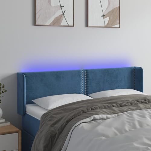 Qnhdfrt LED Kopfteil Samt Dunkelblau 147x16x78/88 cm Höhenverstellbarer Bettkopf mit Buntem RGB Streifen Zuschneidbar Bequeme Rückenlehne Modernes Headboard für Schlafzimmer Doppelbett Qnhdfrt LED Kopfteil Samt Dunkelblau 147x16x78/88 cm Höhenverstellbarer Bettkopf mit Buntem RGB Streifen Zuschneidbar Bequeme Rückenlehne Modernes Headboard für Schlafzimmer Doppelbett von Qnhdfrt