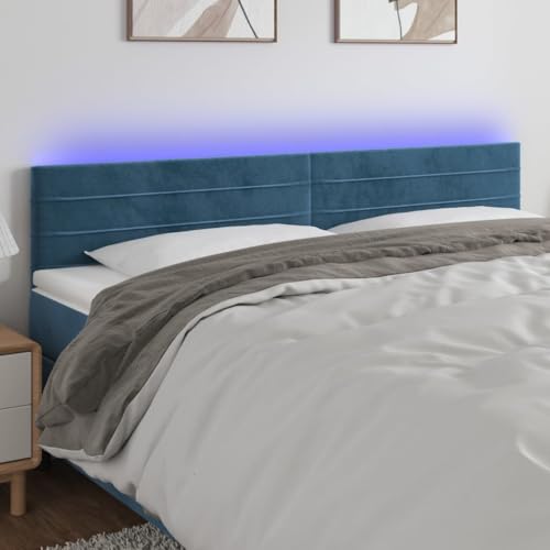 Qnhdfrt LED Kopfteil Samt Dunkelblau 180x78/88 cm Höhenverstellbar mit Zuschneidbarem RGB Streifen 5V USB Beleuchtung Modernes Bettkopfteil für Schlafzimmer Bequeme Rückenlehne zum Lesen Qnhdfrt LED Kopfteil Samt Dunkelblau 180x78/88 cm Höhenverstellbar mit Zuschneidbarem RGB Streifen 5V USB Beleuchtung Modernes Bettkopfteil für Schlafzimmer Bequeme Rückenlehne zum Lesen von Qnhdfrt