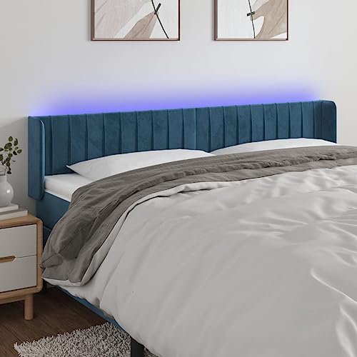 Qnhdfrt LED Kopfteil Samt Dunkelblau 183 cm höhenverstellbares Bett Kopfteil mit bunten LEDs für Schlafzimmer und Jugendzimmer von Qnhdfrt