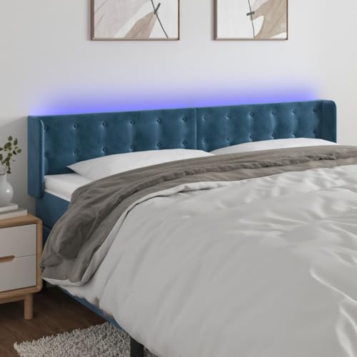 Qnhdfrt LED Kopfteil Samt Dunkelblau 203x16x78/88 cm Höhenverstellbares Bett Kopfteil mit Farbwechsel RGB Streifen Bequeme Rückenlehne Modernes Wandpolster für Schlafzimmer Doppelbett Qnhdfrt LED Kopfteil Samt Dunkelblau 203x16x78/88 cm Höhenverstellbares Bett Kopfteil mit Farbwechsel RGB Streifen Bequeme Rückenlehne Modernes Wandpolster für Schlafzimmer Doppelbett von Qnhdfrt