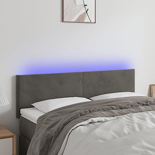 Qnhdfrt LED Kopfteil Samt Dunkelgrau 144x5x88 cm Höhenverstellbares Bettkopfteil mit Buntem RGB Streifen & USB 5V Modernes Wandpolster für Schlafzimmer Qnhdfrt LED Kopfteil Samt Dunkelgrau 144x5x88 cm Höhenverstellbares Bettkopfteil mit Buntem RGB Streifen & USB 5V Modernes Wandpolster für Schlafzimmer von Qnhdfrt