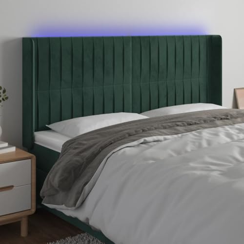 Qnhdfrt LED Kopfteil Samt Dunkelgrün 163x16x118/128 cm Höhenverstellbar Zuschneidbarer Lichtstreifen Modernes Bett Rückenlehne für Schlafzimmer Wohnlich Gemütlich Qnhdfrt LED Kopfteil Samt Dunkelgrün 163x16x118/128 cm Höhenverstellbar Zuschneidbarer Lichtstreifen Modernes Bett Rückenlehne für Schlafzimmer Wohnlich Gemütlich von Qnhdfrt