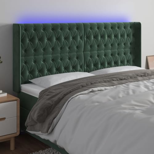 Qnhdfrt LED Kopfteil Samt Dunkelgrün 183x16x118/128 cm Höhenverstellbarer Bed Headboard mit Buntem RGB Streifen & Rückenlehne aus Massivholz für Schlafzimmer Qnhdfrt LED Kopfteil Samt Dunkelgrün 183x16x118/128 cm Höhenverstellbarer Bed Headboard mit Buntem RGB Streifen & Rückenlehne aus Massivholz für Schlafzimmer von Qnhdfrt