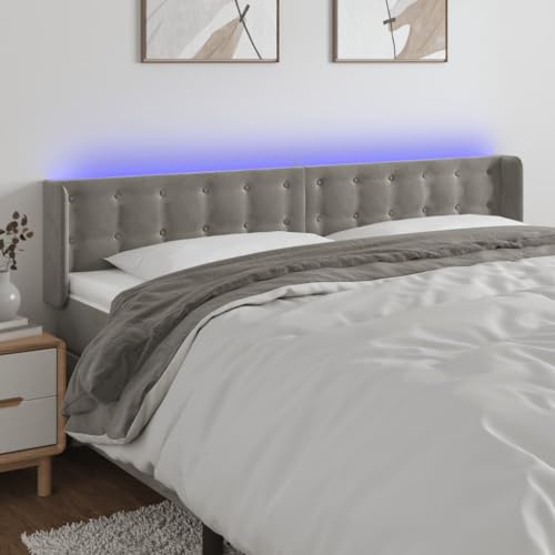 Qnhdfrt LED Kopfteil Samt Hellgrau 203x16x78/88 cm Höhenverstellbar Rückenlehne Bett Modernes Design mit bunten LEDs und Zuschneidbarer LED-Streifen für Schlafzimmer Qnhdfrt LED Kopfteil Samt Hellgrau 203x16x78/88 cm Höhenverstellbar Rückenlehne Bett Modernes Design mit bunten LEDs und Zuschneidbarer LED-Streifen für Schlafzimmer von Qnhdfrt