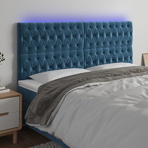 Qnhdfrt LED Kopfteil Samt dunkelblau 180x7x118/128 cm höhenverstellbar mit bunten LEDs als modernes Bett Kopfteil für Schlafzimmer und Gästezimmer Qnhdfrt LED Kopfteil Samt dunkelblau 180x7x118/128 cm höhenverstellbar mit bunten LEDs als modernes Bett Kopfteil für Schlafzimmer und Gästezimmer von Qnhdfrt
