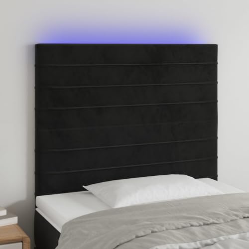 Qnhdfrt LED Kopfteil Schwarz 100x5x118/128 cm Samt höhenverstellbar mit bunten LEDs und biegsamem Streifen Modernes Design für Schlafzimmer Jugendzimmer und Gästezimmer von Qnhdfrt