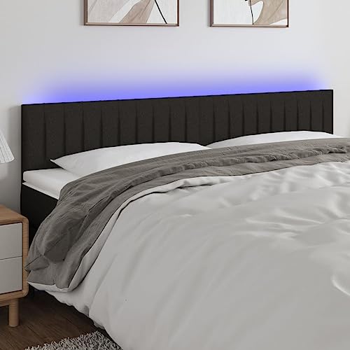 Qnhdfrt LED Kopfteil Schwarz 180x5x78/88 cm aus atmungsaktivem Polyester mit höhenverstellbarem Holzrahmen und RGB LEDs Modernes Design für Schlafzimmer und Jugendzimmer von Qnhdfrt