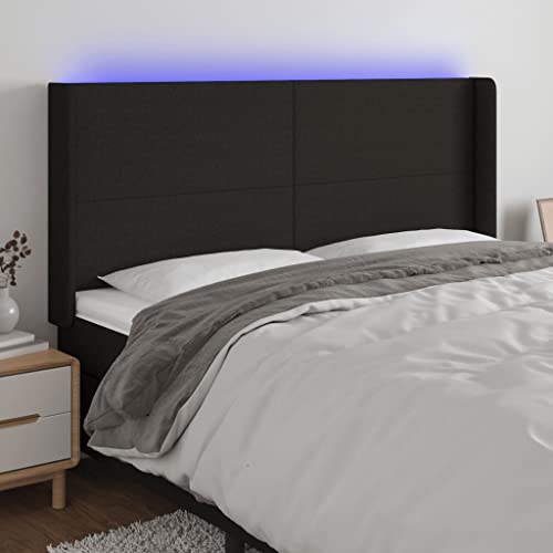Qnhdfrt LED Kopfteil Schwarz 183 x 16 cm Höhenverstellbar 118/128 cm Modernes Bett Rückenlehne mit Bunten LEDs und Atmungsaktivem Stoff für Schlafzimmer und Gästezimmer von Qnhdfrt