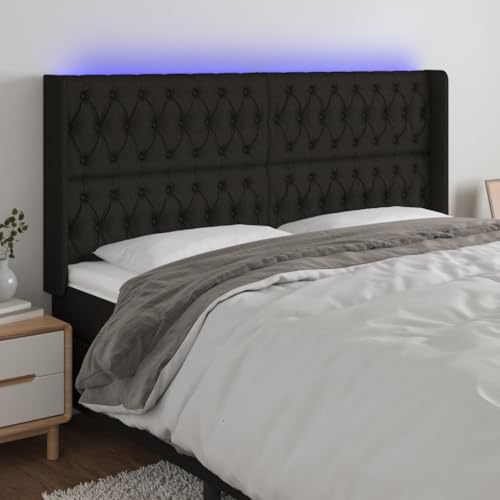 Qnhdfrt LED Kopfteil Schwarz 183x16x118/128 cm aus robustem Stoff massivem Lärchenholz Höhenverstellbare Rückenlehne mit bunten LEDs Modernes Design für Schlafzimmer und Gästezimmer Qnhdfrt LED Kopfteil Schwarz 183x16x118/128 cm aus robustem Stoff massivem Lärchenholz Höhenverstellbare Rückenlehne mit bunten LEDs Modernes Design für Schlafzimmer und Gästezimmer von Qnhdfrt