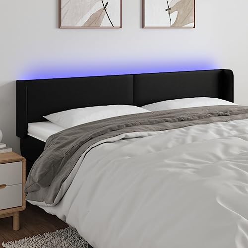 Qnhdfrt LED Kopfteil Schwarz 183x16x78/88 cm Kunstleder höhenverstellbar mit bunten LEDs, Bequeme Rückenlehne für Bettgestell Schlafzimmer und Jugendzimmer von Qnhdfrt