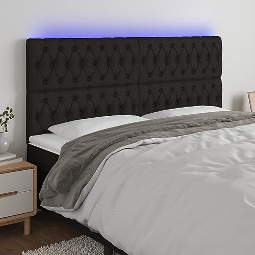 Qnhdfrt LED Kopfteil Schwarz 200 cm Bettkopfteil mit bunten LEDs Höhenverstellbar Modernes Design Langlebiger Stoff Polsterkopfteil für Schlafzimmer und Gästezimmer von Qnhdfrt