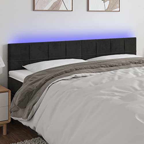 Qnhdfrt LED Kopfteil Schwarz 200x5x78/88 cm Samt Höhenverstellbar Bunte LEDs Zuschneidbar Modernes Design Massive Lärche for Schlafzimmer Jugendzimmer Gästezimmer von Qnhdfrt