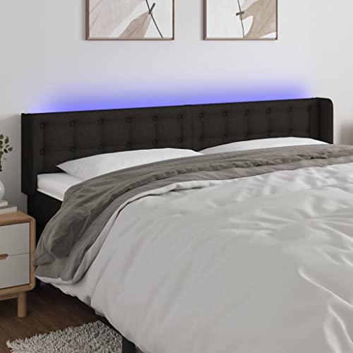 Qnhdfrt LED Kopfteil Schwarz 203 cm Breit Höhenverstellbares Bett Kopfteil mit Farbigen LEDs Modernes Design aus Strapazierfähigem Stoff & Holz für Schlafzimmer Qnhdfrt LED Kopfteil Schwarz 203 cm Breit Höhenverstellbares Bett Kopfteil mit Farbigen LEDs Modernes Design aus Strapazierfähigem Stoff & Holz für Schlafzimmer von Qnhdfrt